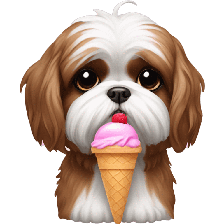 shih tzu with an ice cream emoji