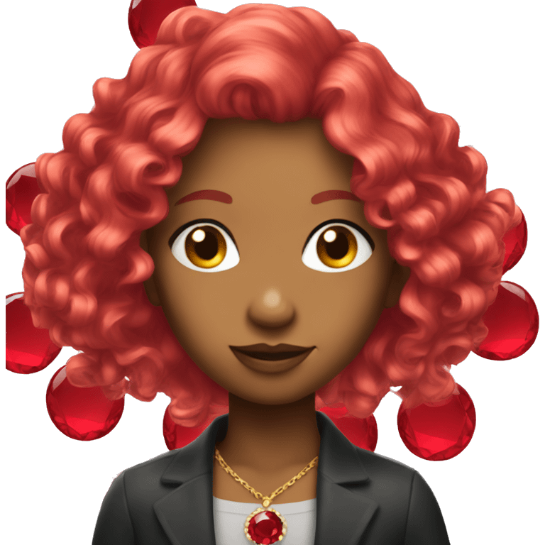 a person with red ruby jewel hair emoji