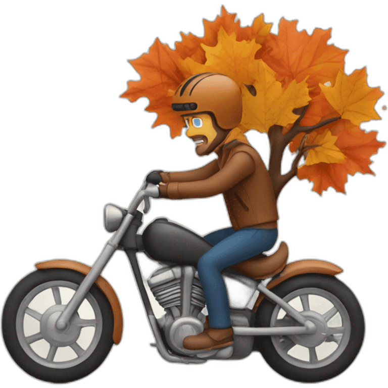 Biker riding a bike in fall emoji