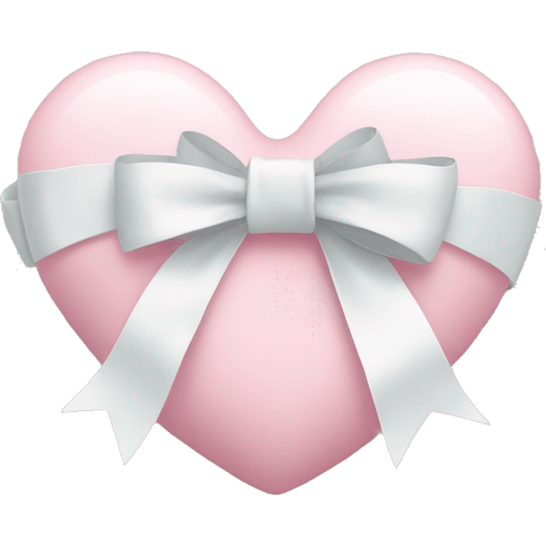 Pastel pink heart with white bow emoji