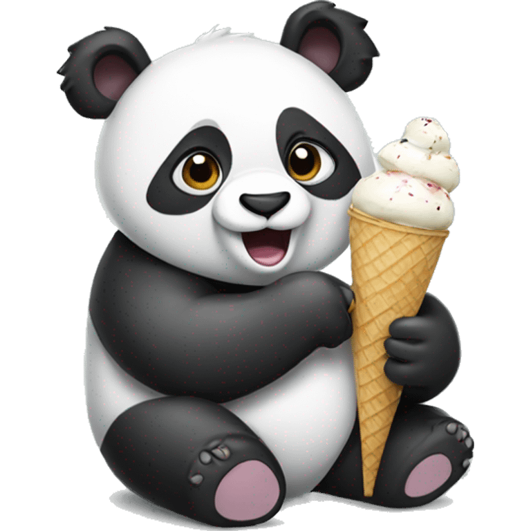 Panda eating ice cream emoji