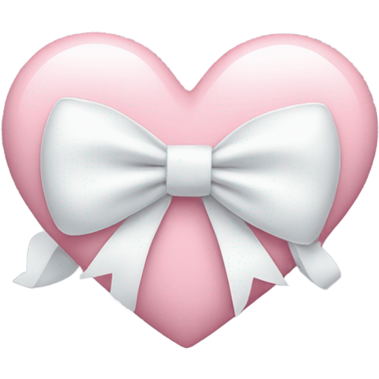 Pastel pink heart with white bow emoji