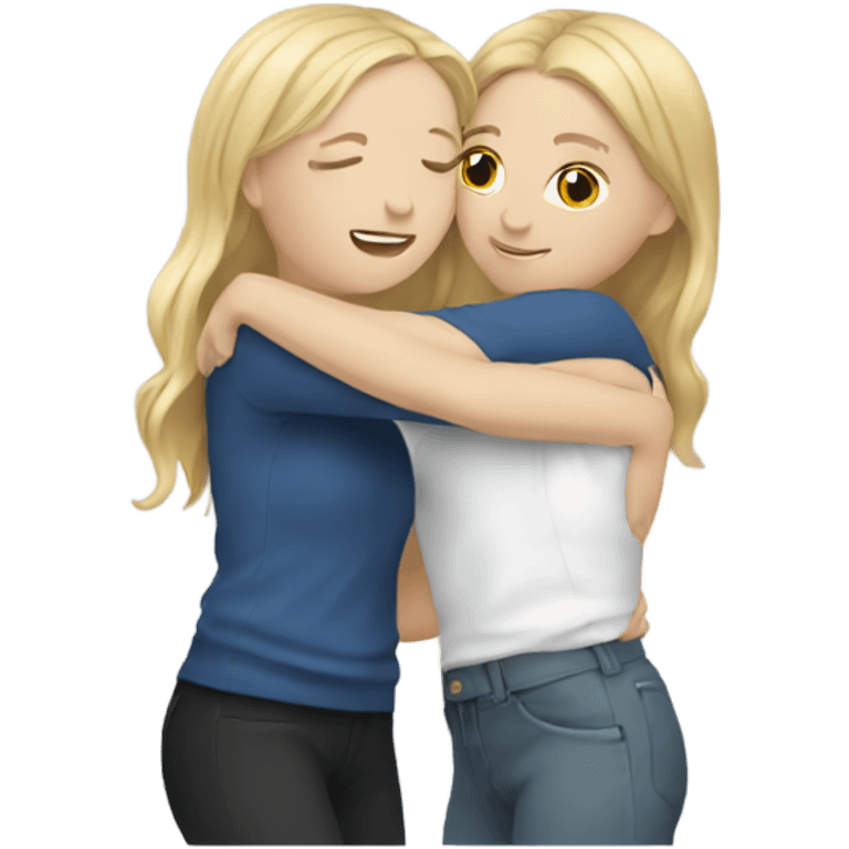 two white girls hug each other emoji