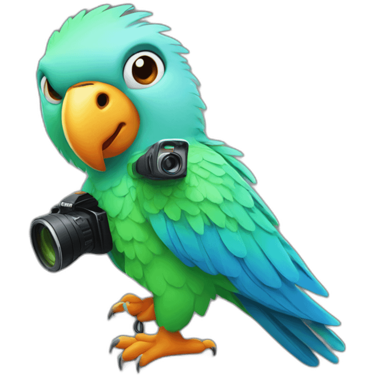 parrot with a video camera paws emoji