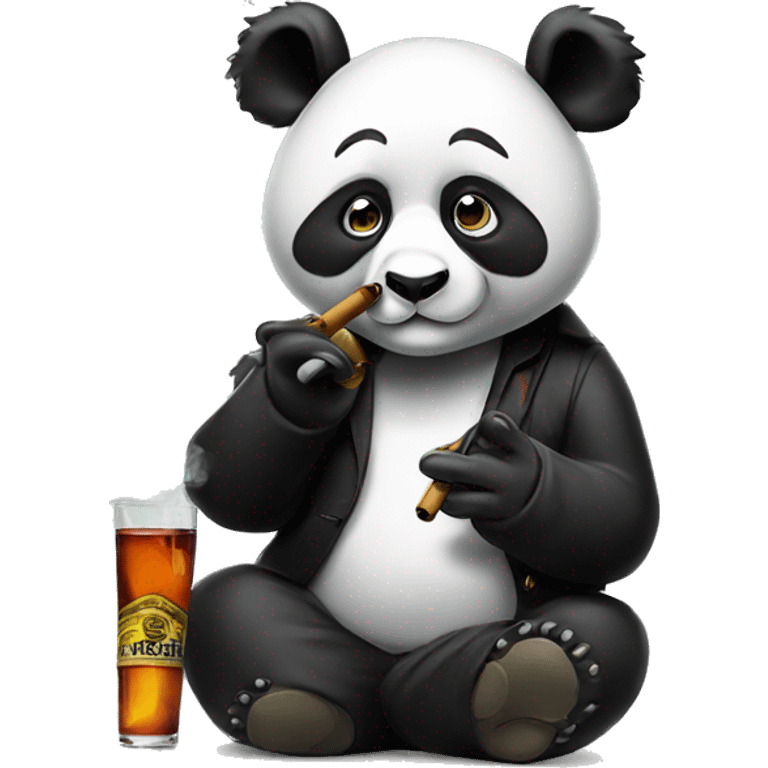 Panda smoking a cigar wearing headphones emoji