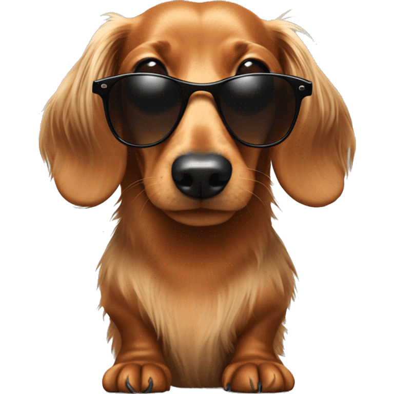 Long haired dachshund wearing sunglasses  emoji