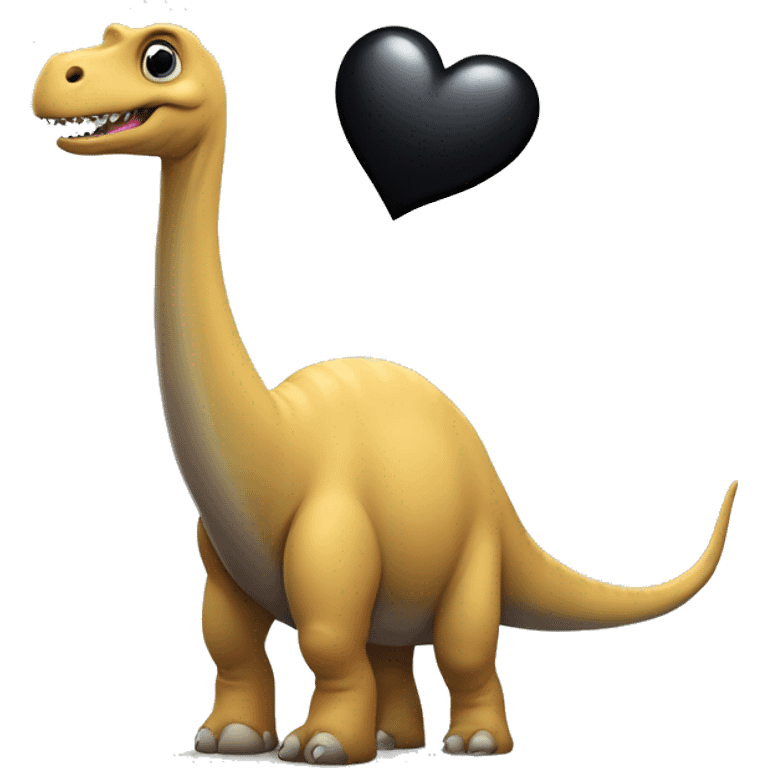 Diplodocus sits on his butt and holds a black heart in his hands   emoji