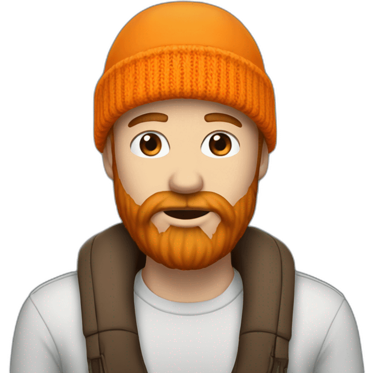 white guy with brown-orange beard, blue eyes and an orange beanie emoji