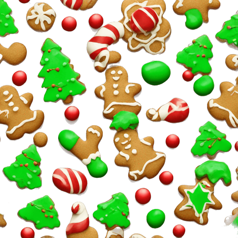 Gingerbread cookie with red and green icing, Christmas design emoji