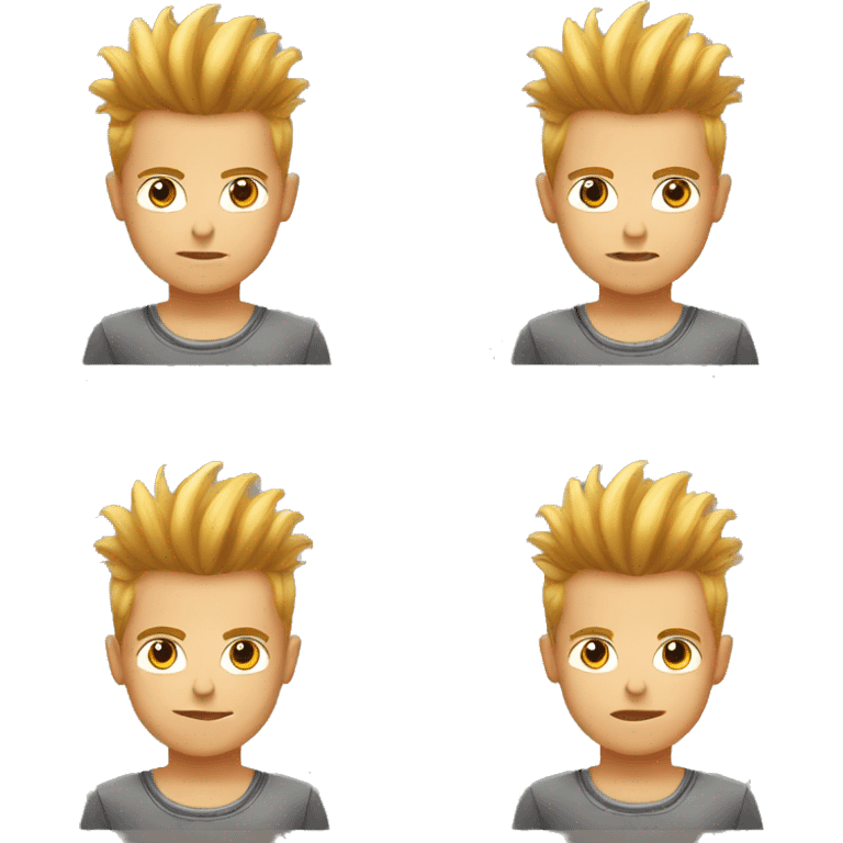 European, golden Mohawk hairstyle, boy,  emoji