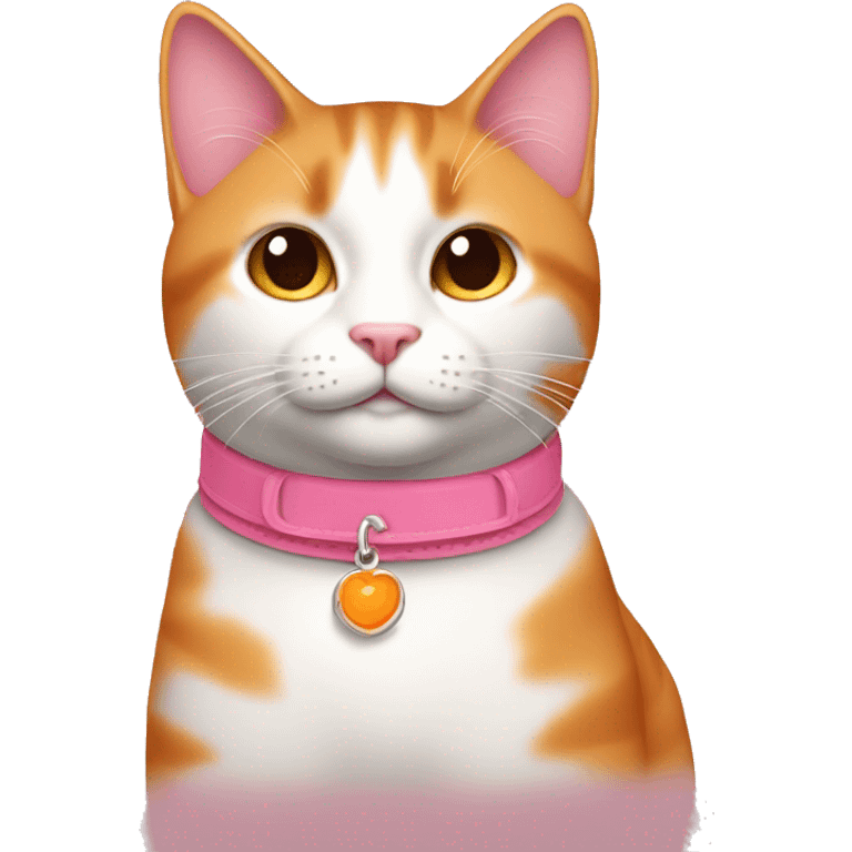 Gato naranja con collar rosa tierno  emoji