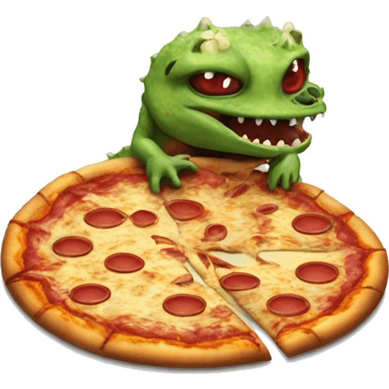 pizza monster eating a lizard emoji