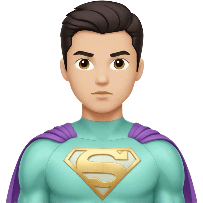 light skin dark hair young man superhero in pastel mint super hero costume  emoji