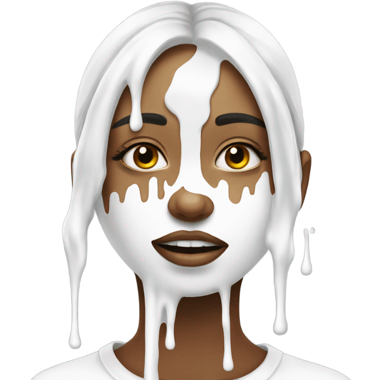 girl with white paint dripping their face the mouth emoji