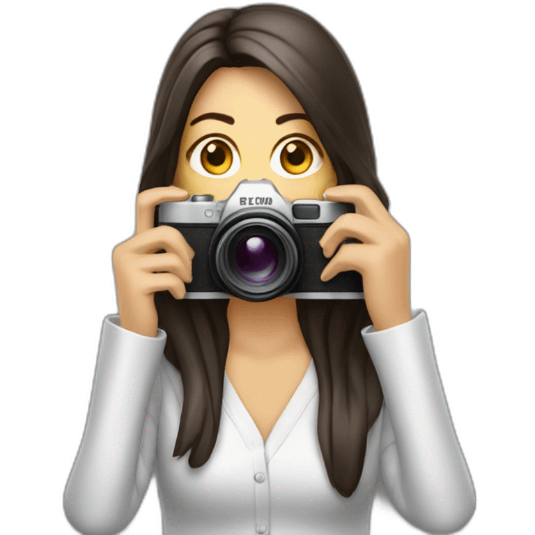 Paparazzi mujer con su cámara tomando foto emoji