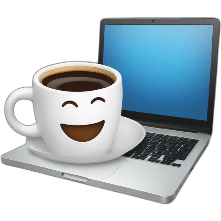 smiling coffee and a laptop emoji