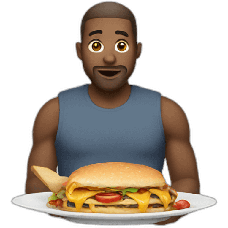 A man with hungry emoji