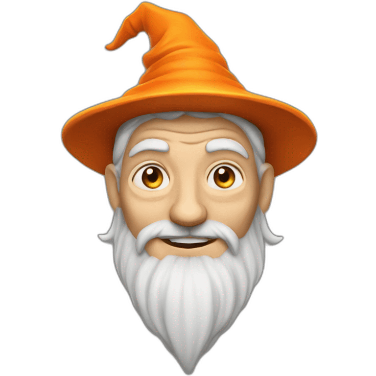 portrait of a wise wizard smiling, Merlin style, with an orange hat emoji