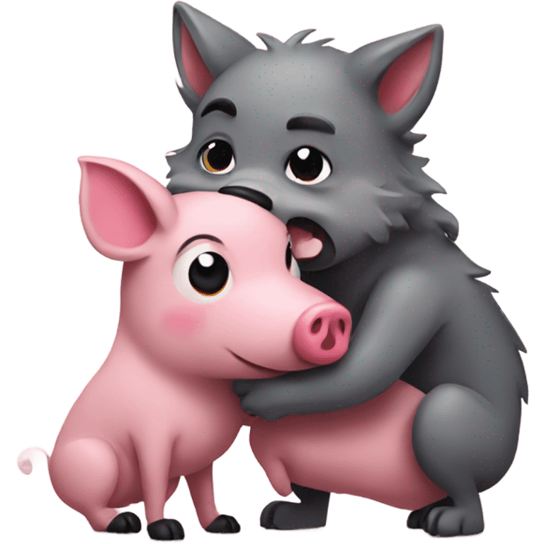 Wolf and pig hugging emoji