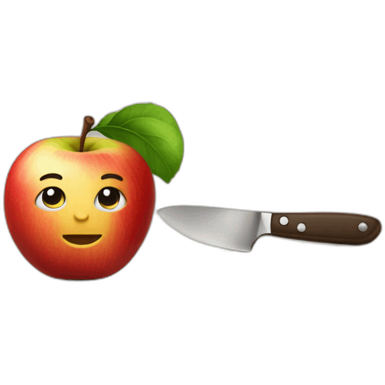 pomme avec un couteau emoji