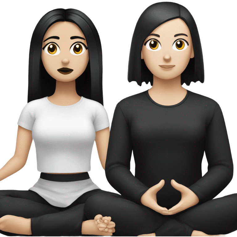 goth white girl and black hair meditating emoji