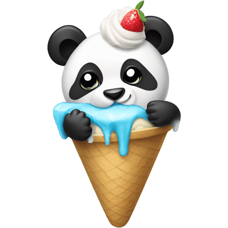 Panda eating ice cream emoji