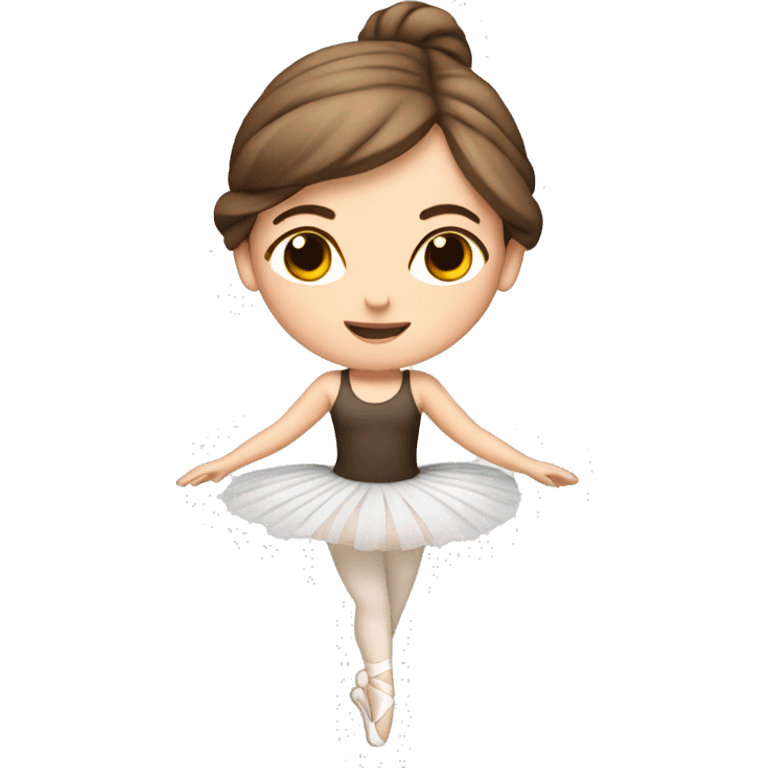 White girl , with brown hair , doing ballet  emoji