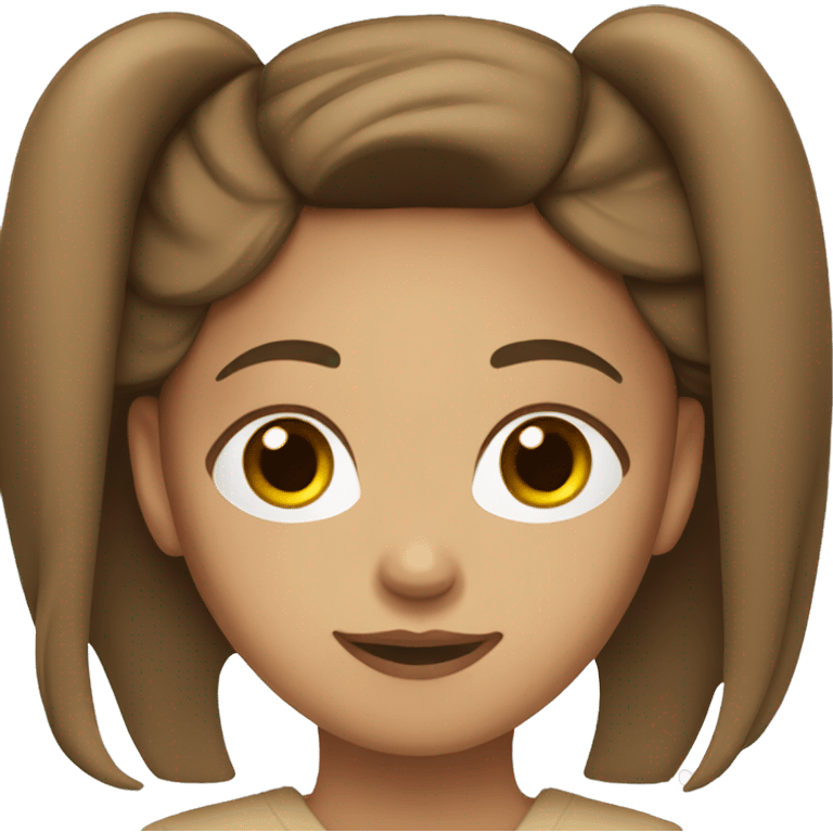 A Girl with straight Brown Long hair and a beige Pullover emoji