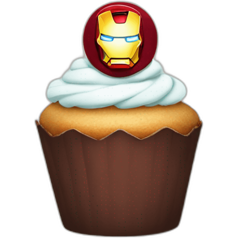 Happy cupcake with iron man on top emoji