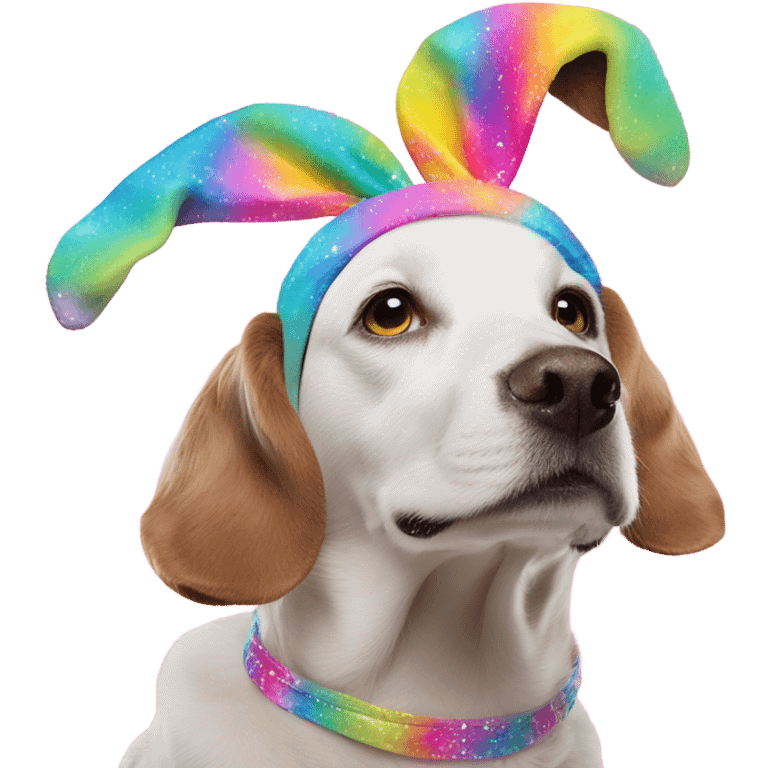 Lisa Frank Easter bunny headband on dog emoji