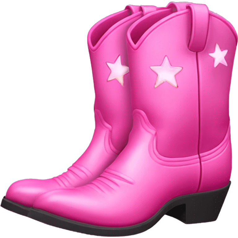 Pink cowboy boots with stars iridescent two boots emoji