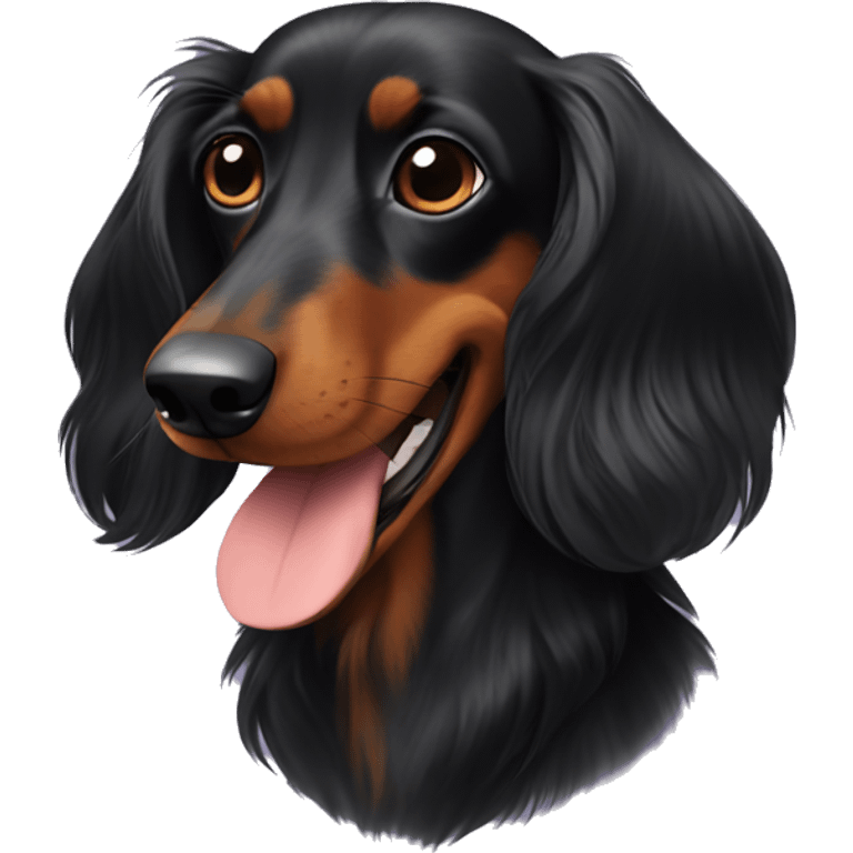 Long-haired black dachshund emoji