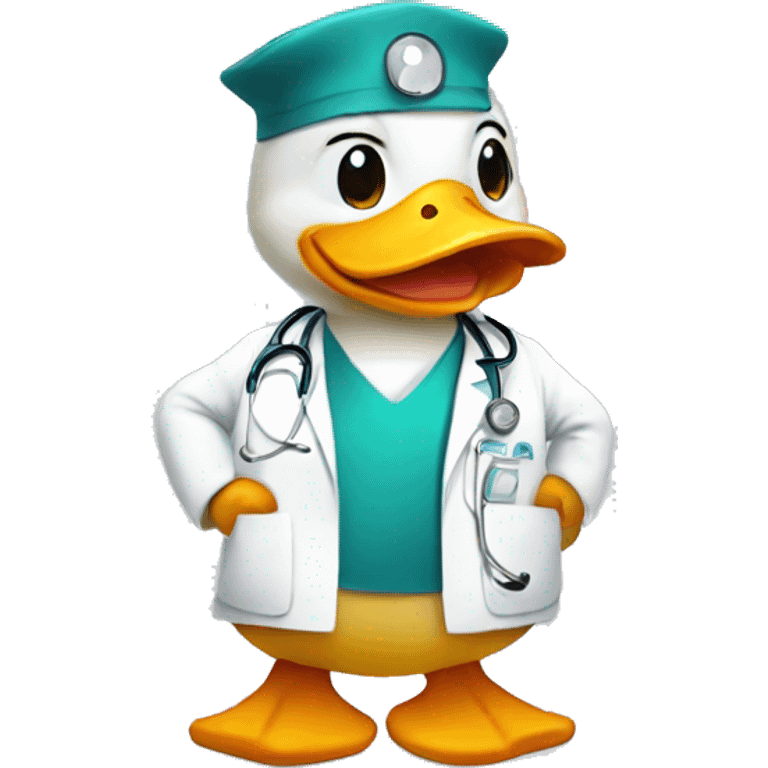 Cute duck wearing doctor uniform  emoji