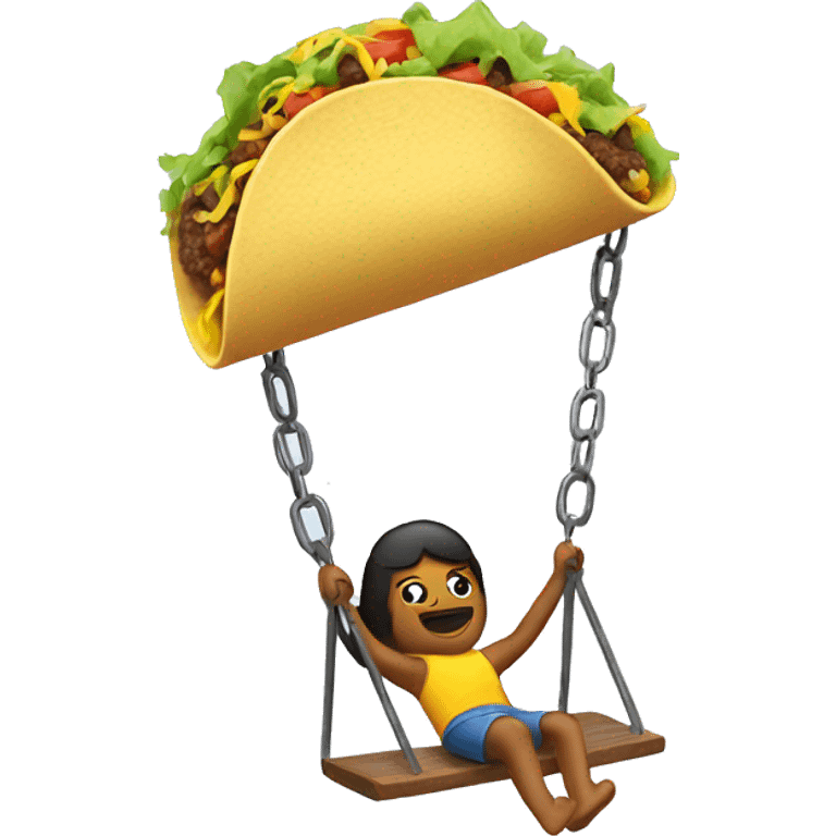 A taco swinging on a swing set emoji