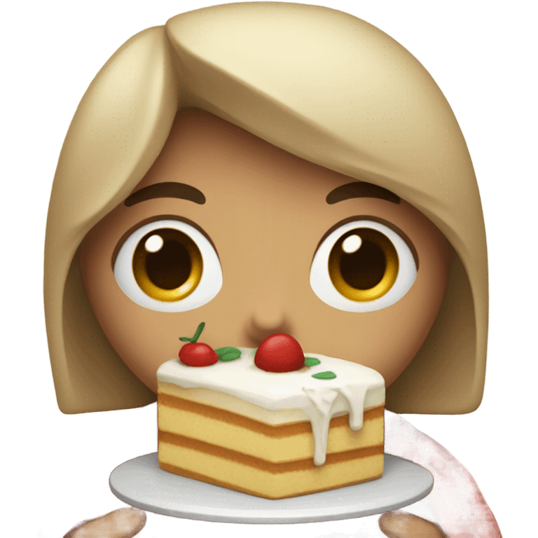 Person is feeling sick and eating cake emoji