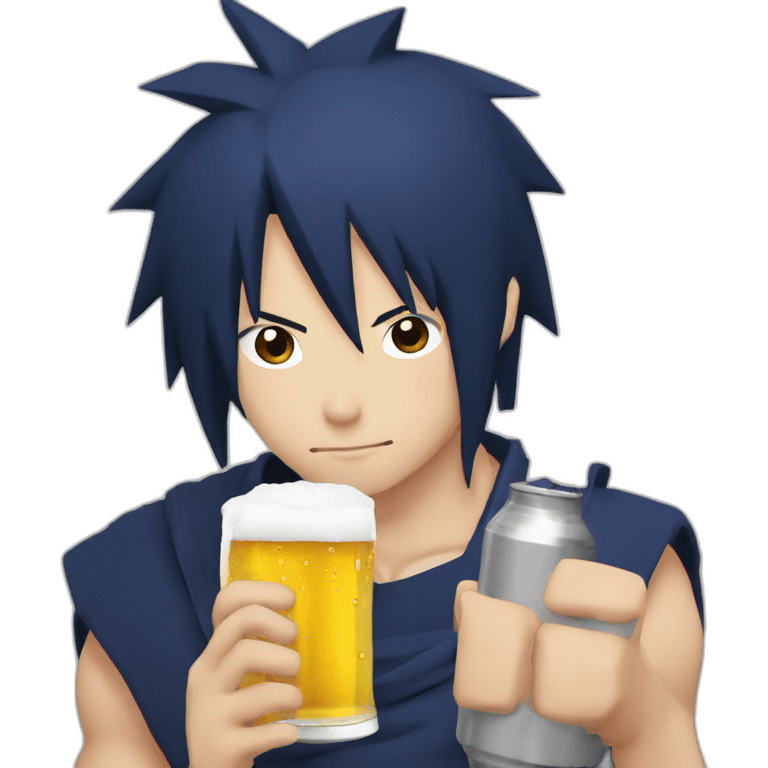 sasuke drinking a beer emoji