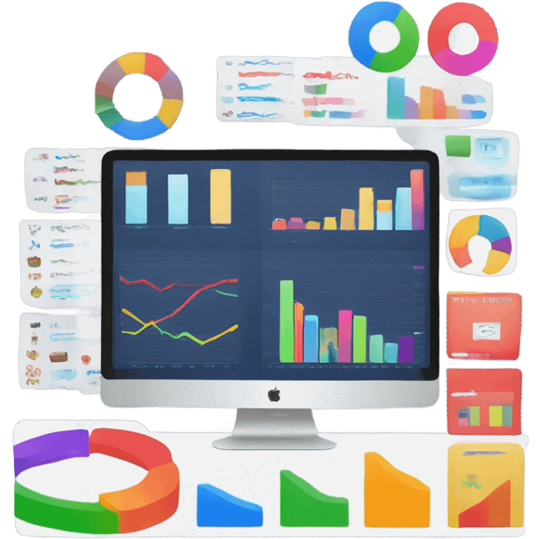 monitor showing a website dashboard with charts emoji