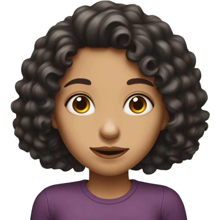 Girl with big nose and dark long curly hair emoji