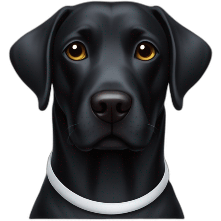 Black dog Labrador with a elizabethan collar emoji