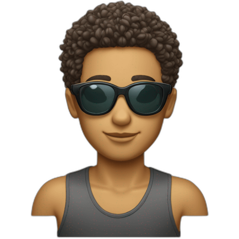 Garçon cheveux bouclés avec un taper et des lunette oakley emoji