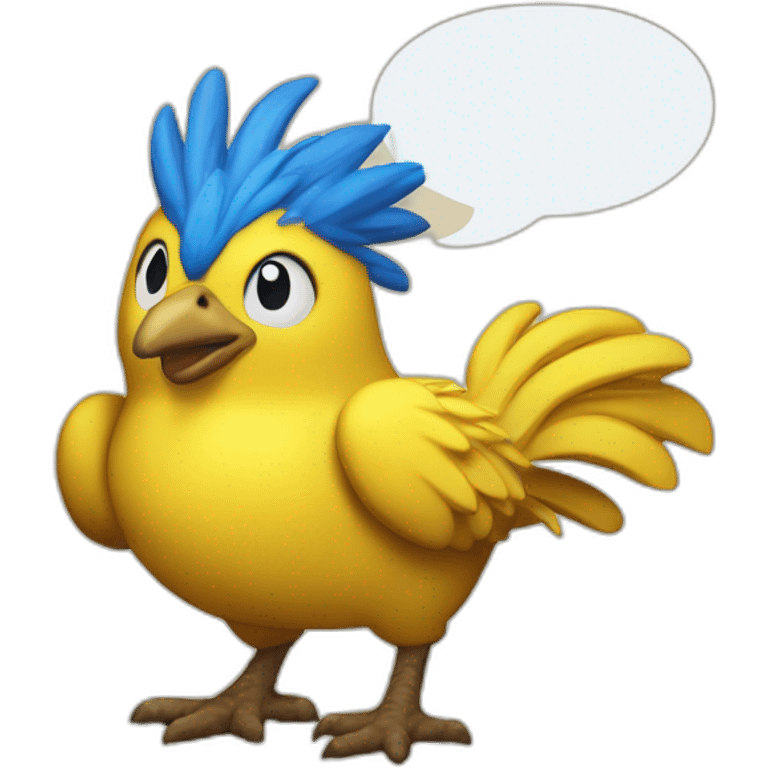 Chocobo with speech bubble that says "Kweh!" emoji