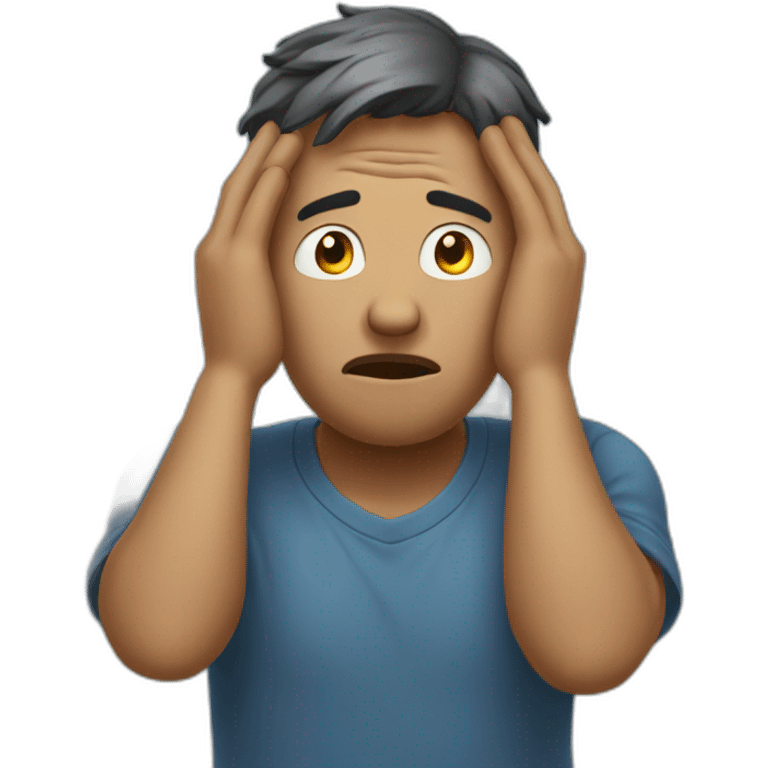 Worried man with hands on his head emoji