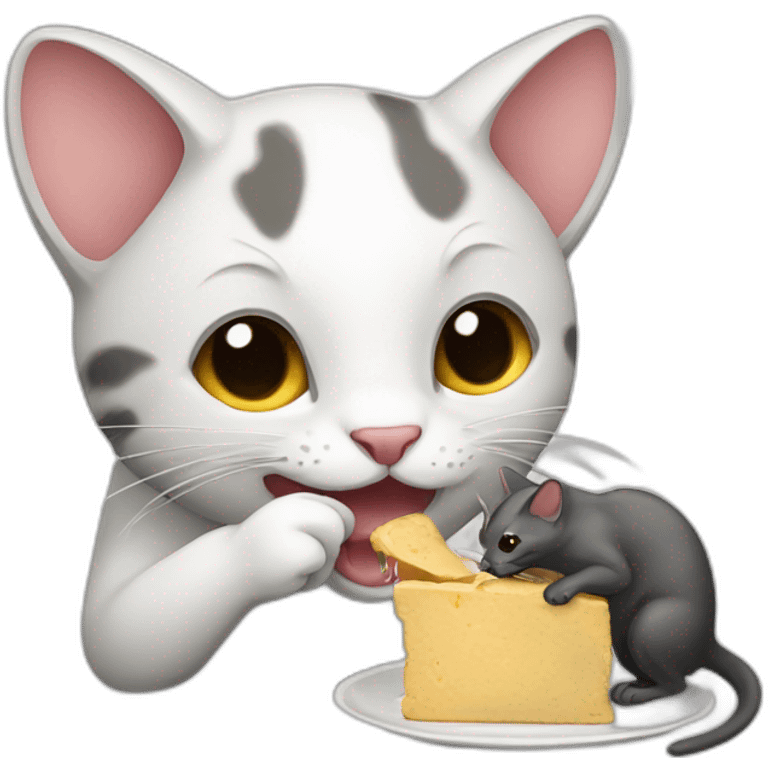 Cat eating rat emoji