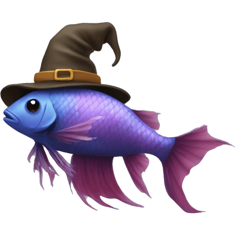 Beta fish with a witch hat  emoji