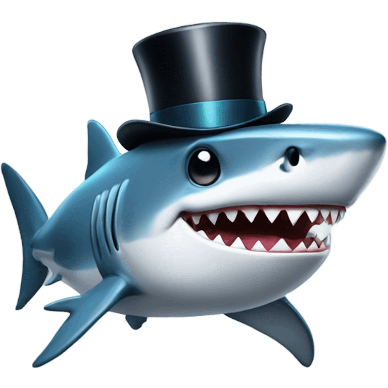 Shark with a top hat emoji