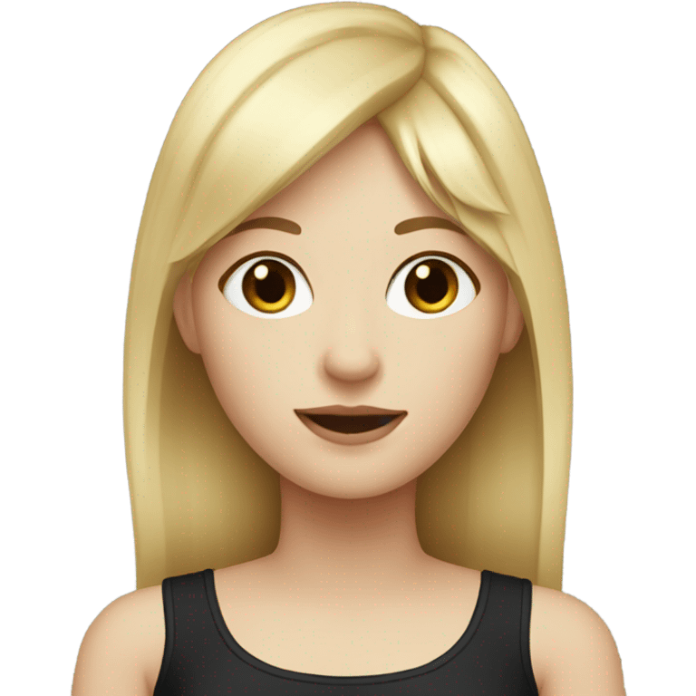 blonde white girl with bangs and a black top emoji