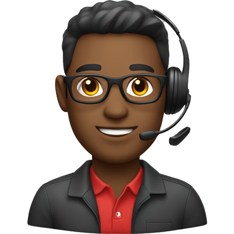 AI customer service agent with headset wearing a red polo shirt emoji