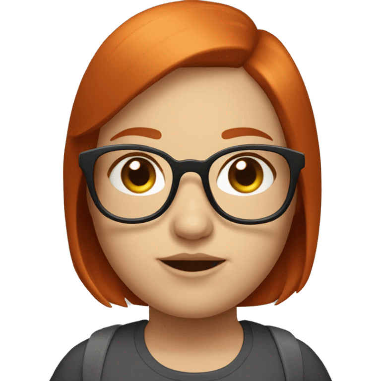 chubby redhead girl with glasses and bob emoji