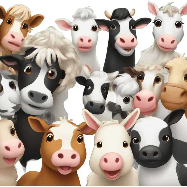 farm animals posing for group selfie  emoji