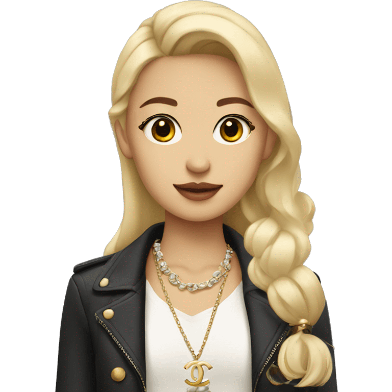 Blonde Asian girl with Chanel bag and necklace emoji